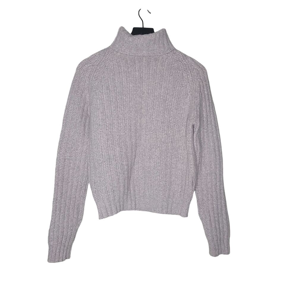 Kenji Sweater M Gray Turtleneck Lambswool Angora‎ Rabbit Hair Pullover Neutral
